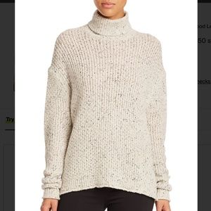 J Brand Fernwood Faux Leather Trim Turtleneck